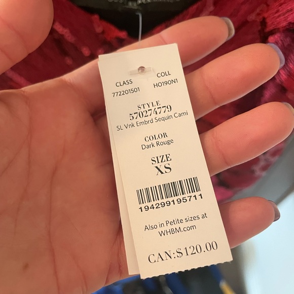 NWT Red Sequin Camisole Black House White Market NEW XS - Picture 2 of 5